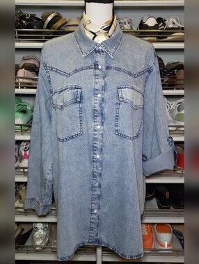 Jane and Delancey Pearl Snap Denim Shirt